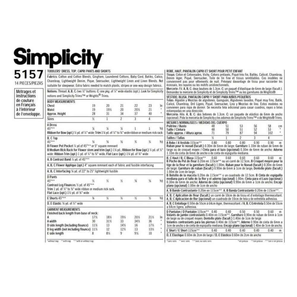 Simplicity sewing pattern